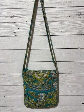 Vera Bradley Turquoise and Lime Paisley Quilted Crossbody